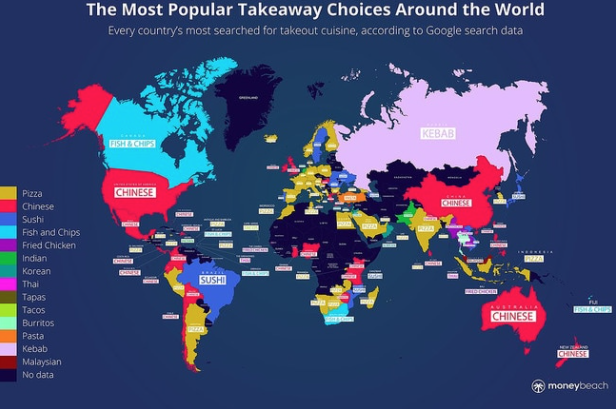 公布全球外卖地图！澳人最喜欢的竟然不是披萨，而是这个