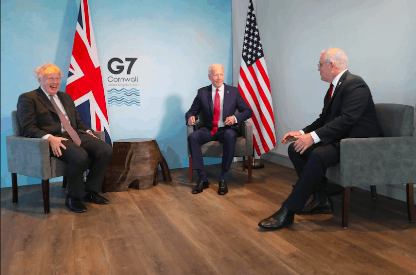 澳美英领导人在G7峰会会谈： 英首相参与了第一次莫里森拜登会谈