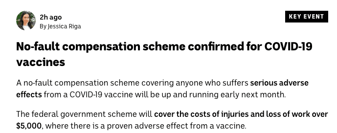 COVID-19疫苗无过失赔偿计划下月初启动