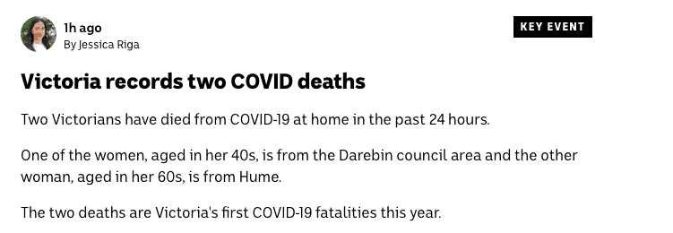 维州录得两例COVID死亡
