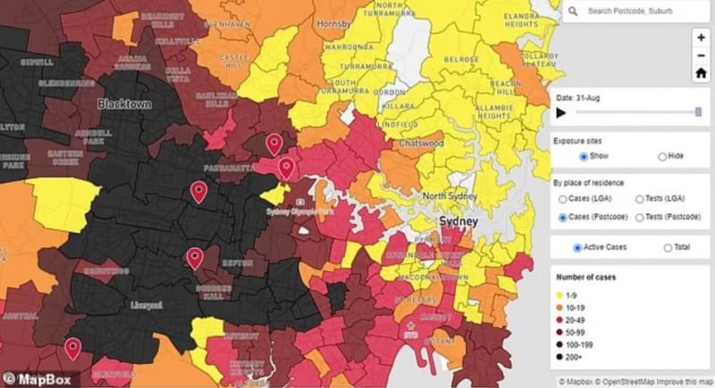 悉尼最新疫情地图公布！部分地区活跃病例破千，感染率高低竟和此事有关