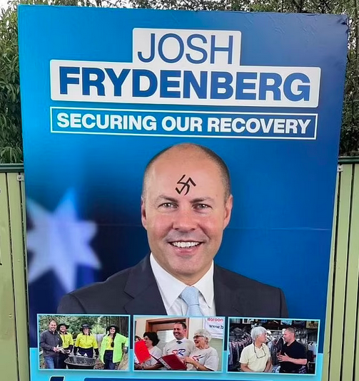 澳财长雇10名保镖保护竞选海报！此前频遭恶意涂鸦，被画小胡子变“希特勒” 