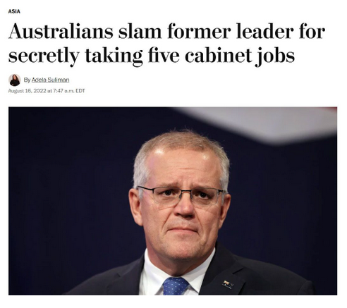 “秘密兼职门”登上全球媒体头条，莫里森被批“破坏澳洲民主”