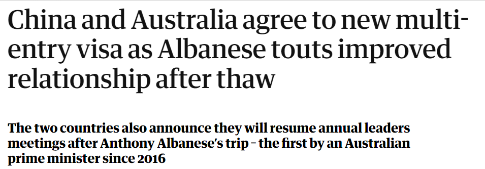 澳洲向中国人开放签证！中澳关系，彻底升级！